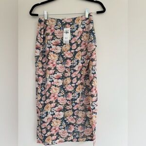 Abercrombie and Fitch Floral Midi Skirt - Blue and Pink